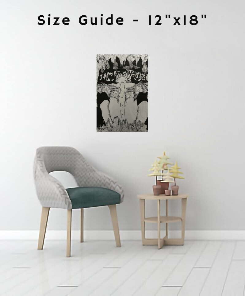 A dramatic canvas print of Bat Man in a dark, moody cityscape, rendered in deep tones and shadows, capturing his iconic silhouette and powerful presence.