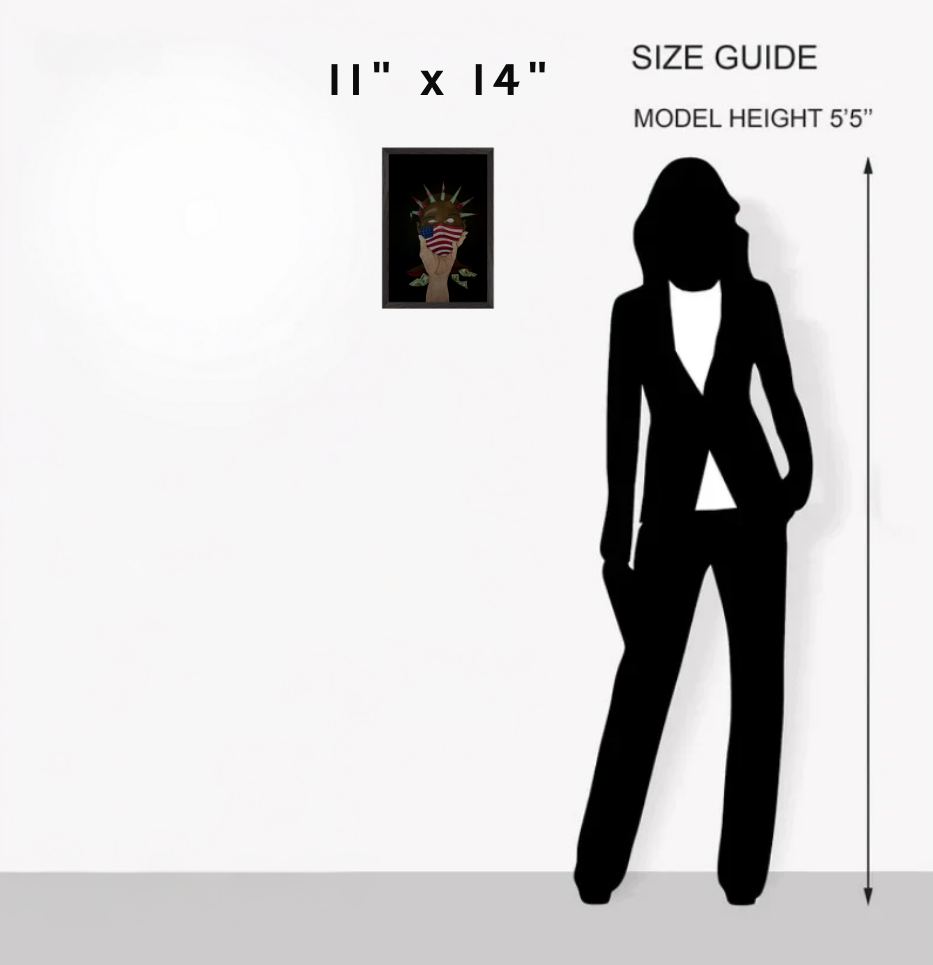 An unframed art print titled “The Great American Disease,” showcasing symbolic imagery representing modern American issues in intense, expressive style.